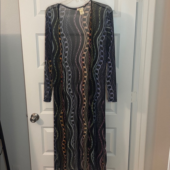 NYC Other - NYC Multicolor black swim cover up maxi duster SZ L chain design Euro Summer